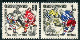 CZECHOSLOVAKIA 1972 Ice Hockey Championships MNH / **  Michel 2065-66 - Unused Stamps