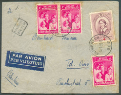 Lettre Par Avion D' ANTWERPEN 6 Affr. CROIX-ROUGE Enfants Royaux Et Reine Elisabeth Du 13-4-1939 Vers Tel Aviv (Israel) - Briefe U. Dokumente