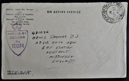 1515 CANADA CANADIAN LEGION WAR KNIGHTS OF COLUMBUS 1944 MILITARY World War II IIWW COVER FIELDPOST - Ganzsachen