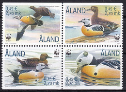 MiNr. 183 - 186  Finnland Alandinseln2001, 2. Jan. Weltweiter Naturschutz: Scheckente - Postfrisch/**/MNH - Aland