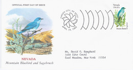 USA United States 1982 FDC Nevada, Mountain Bluebird And Sagebrush, Bird Birds Flower Flowers, Canceled In Carson City - 1981-1990