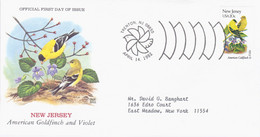 USA United States 1982 FDC New Jersey, American Goldfinch And Violet, Bird Birds Flower Flowers, Canceled In Trenton - 1981-1990