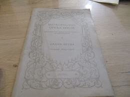 Catalogue Pub Publicité 1919/1920 Metropolitan Opéra House En Anglais Nombreuses Pub Et Illustrations - Otros & Sin Clasificación