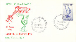 Italy Cover 1960 Rome Olympic Games - Castel Gandolfo (DD34-30) - Estate 1960: Roma