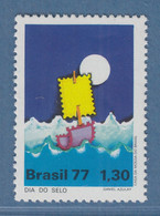 Brasilien 1977 Tag Der Briefmarke Segelboot Aus Briefmarken Mi.-Nr. 1609 ** - Zonder Classificatie