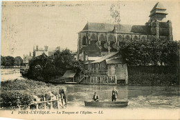 Pont L'évêque * La Touques Et L'église * Petit Lavoir * Barque - Pont-l'Evèque