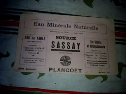 Publicité Buvard Occasion Eau Minérale Source Sassay à  Plancoët 1928 ? - E