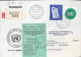 Verenigde Naties -Geneve Aangetekende Brief Uit 1970 Met 2 Zegels (3635) - Covers & Documents