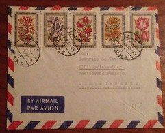 Cover Sent From Homs Syria To West Germany 1976 With Flowers Stamps - Siria