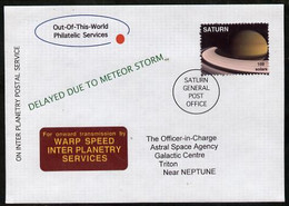 Planet Saturn (Fantasy) Cover To Triton, Near Neptune Bearing Saturn 100 Solar Stamp - Other & Unclassified