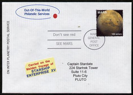 Planet Mars (Fantasy) Cover To Pluto Bearing Mars 100 Solar Stamp - Autres & Non Classés