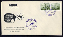 Turkey 1967 Balkan Table Tennis (Ping Pong) Championship, Oct 4 | Special Date Postmarked Cover - Cartas & Documentos
