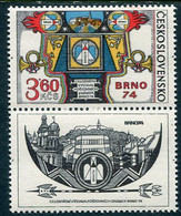 CZECHOSLOVAKIA 1974 Brno Philatelic Exhibition  With Label MNH / **  Michel 2184 Zf - Ongebruikt