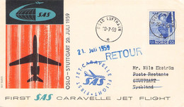 NORWAY - SAS FIRST FLIGHT OSLO - STUTTGART / GR 137 - Storia Postale