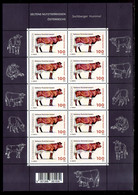 2021 Austria Austrian Domestics Animals Breeds Sheetlet MNH** MiNr. 3593 Jochberger Hummel  Cow Bull - 2021-... Nuovi & Linguelle