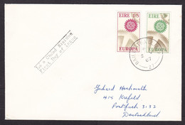 Ireland: FDC First Day Cover To Germany, 1967, 2 Stamps, CEPT, Europa, Europe, Logo (traces Of Use) - Storia Postale