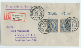 Bavaria/Bayern 1920 Cover With 2x 1.25 M Stamp, SCHWARZENBACH To CHEMNITZ - Bayern