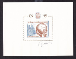 535/35 - 1981 30è Anniversaire Du Monde Des Philatélistes - Feuillet + Vignette Gommée N.D. De PARIS , Graveur Decaris - Blokken & Postzegelboekjes