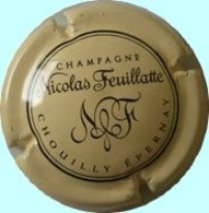 Plaque / Capsule De Muselet - Champagne Nicolas Feuillatte - Chouilly - Noir Sur Beige - Feuillate