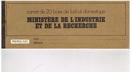 MINISTERE DE L INDUSTRIE CARNET DE 20 BONS FUEL OIL DOMESTIQUE - Cheques & Traverler's Cheques