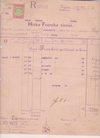 CROATIA  1910 AUSTRIA HUNGARY HINKA  FRANKA I SINOVI  ZAGREB Nice Bill Document - Autriche