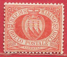 Saint-Marin N°4 20c Rouge 1877-90 * - Unused Stamps