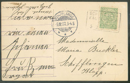 5cent. Vert Obl. Ambulant (tpo) SCHAMPACH-KAUTENBACH Sur C.P. Dun 5-12-1917 Vers Schifflange - 18834 - 1907-24 Coat Of Arms