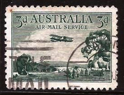 AUSTRALIA - Fx. 242 - Yv. Ae. 2 - 3 D. Verde - Biplano Y Paisaje Rural - 1929 - Ø - Gebruikt