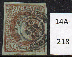 * Spain : 1864 1R Brown On Green, Thinned At The Top, Otherwise Fine 4 Margins. Used. - Gebraucht