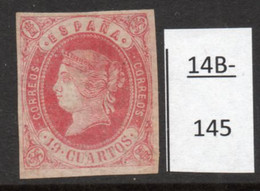 Spain Espana 1862 19c Carmine On White Paper (SG 72a). Mint (no Gum). See Text. - Nuevos