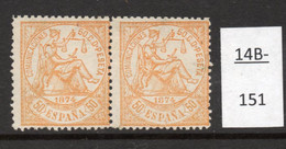 Spain Espana 1874 Scales Of Justice Issue, 50c Pair, Mint No Gum. See Text. - Unused Stamps