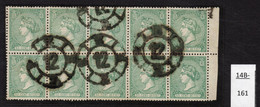 Spain Espana 1866 10c Used Block/10 With Variety /variedad Edifil 84r. - Gebraucht