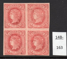 Spain Espana 1864 4c M/m (MH) Block/4 In The Scarce CARMINE Shade. - Nuevos