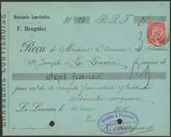 Belgique - N°58 Sur Facture + Grosse "charnière" Sur Support Noir : Brasserie F. Brogniez (La Louvière) - 1900 – 1949