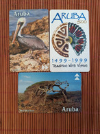 3 Phonecards Aruba Used  Rare - Aruba