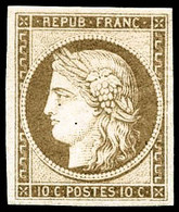 ** N°1F 10c Bistre Clair, Réimp - TB - 1849-1850 Ceres