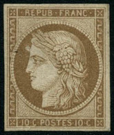 ** N°1F 10c Bistre-jaune, Réimp - TB - 1849-1850 Ceres