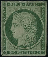 (*) N°2 15c Vert, NSG Signé Brun - TB - 1849-1850 Ceres