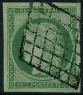 Obl. N°2 15c Vert - TB - 1849-1850 Ceres