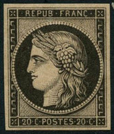 ** N°3F 20c Noir, Réimp - TB - 1849-1850 Ceres