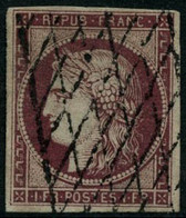 Obl. N°6 1F Carmin Foncé, Signé Brun - TB - 1849-1850 Ceres