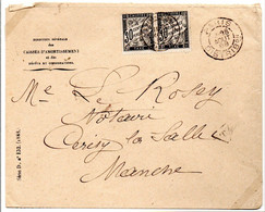 1888 - Enveloppe Non Affranchie Taxée 30c Noir Paire à Croisy-La-Salle (Manche) - 1859-1959 Covers & Documents