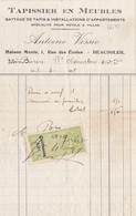 26178# MONACO TIMBRE FISCAL QUITTANCES FACTURE TAPISSIER ANTOINE VISSIO BEAUSOLEIL 1929 - Revenue