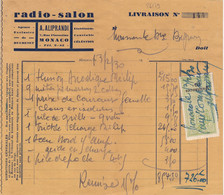 26179# MONACO TIMBRE FISCAL QUITTANCES RADIO SALON ALIPRANDI 1930 FACTURE 7 RUE FLORESTINE - Revenue