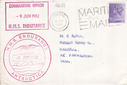 26187# MACHIN LETTRE COMMANDING OFFICER HMS ENDURANCE ANTARTICA Obl LONDON MARITIME MAIL 1982 ANTARTIC ANTARTIQUE - Lettres & Documents