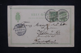 DANEMARK - Entier Postal + Complément De Copenhague Pour L'Allemagne En 1893 - L 110253 - Entiers Postaux