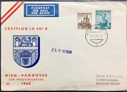 AUSTRIA 1960 WIEN -HANNOVER FIRST FLIGH COVER - First Flight Covers