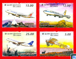 Sri Lanka Stamps 2012, Aviation Centenary, Airplanes, Planes, MNH - Sri Lanka (Ceilán) (1948-...)