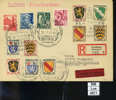 All. Besetzung, Franz. Zone, Allg. Ausgabe, Baden, O, Mischfrank. Auf Brief (Einschreiben ?), SST BIGA Freiburg 1947 - Zone Française