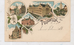 0-6840 PÖSSNECK, Lithographie,  Post, Schule, Rathaus..., Kl. Eckknick, 1900 - Pössneck